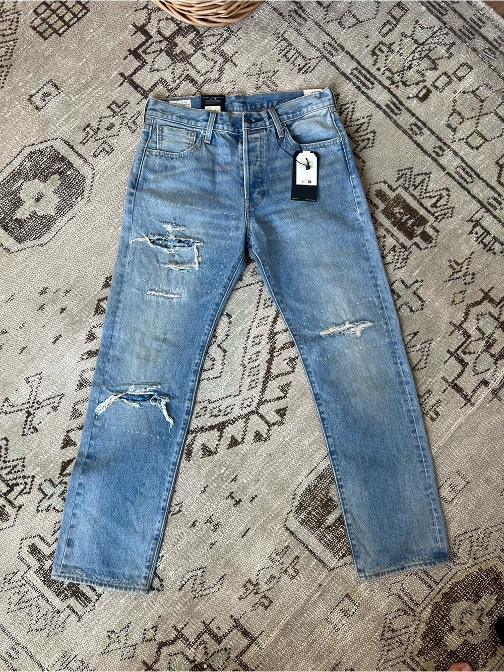 Levi's Selvedge 501 Distressed Straight Jeans